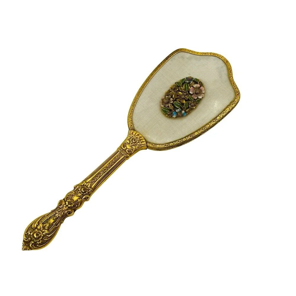Vintage Hairbrush Women OS Gold Floral Filigree Vanity Decor‎